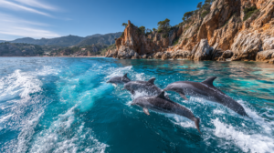 Dauphins sautant Méditerranée Côte d'Azur