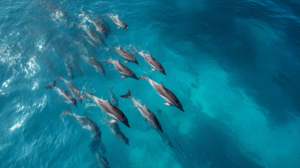Dauphins sauvages nageant librement en mer