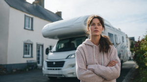 Femme devant camping-car inconvénients stationnement