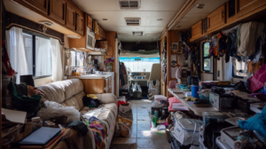Intérieur camping-car espace limité rangement