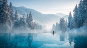 Piscine extérieure spa hiver Forêt-Noire
